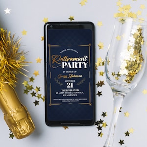 Modern Retirement Party Invitation Template Digital Retirement Evite Editable Template Electronic Retirement Invite iPhone Digital Download