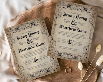 Dungeons and Dragons Wedding Invitation Template, DND Wedding Invite Template, Editable Nerdy Wedding Invitation, Digital Download