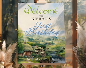 Fantasy Birthday Welcome Sign Template, LOTR Welcome Printable Sign, Nerdy Birthday Sign, Cottagecore Sign Template, Digital Download