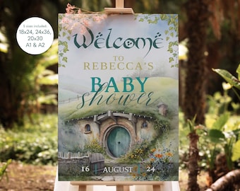 Geeky Baby Shower Welcome Sign Template, LOTR Welcome Printable Sign, Nerdy Baby Shower, The Hobbit Sign Template, Digital Download