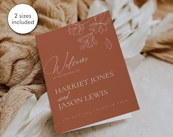 Terracotta Wedding Program Template Infographic Wedding Program Minimalist Folded Wedding Program Modern Order of Service Digital Download