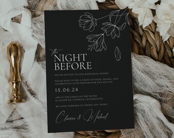 Probeessen Einladung Vorlage, Die Nacht vor der Einladung, Minimale Hochzeitseinladung, bedruckbarer digitaler Download, Templett