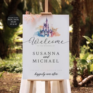 Fairytale Wedding Welcome Sign Template, Editable Script Wedding Sign, Modern Welcome Wedding Template, DIY Welcome Digital Download