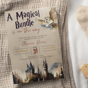 Magical Wizard Baby Shower Invitations Editable Template Magic Baby Shower Printable Template Geeky Baby Shower Digital Download