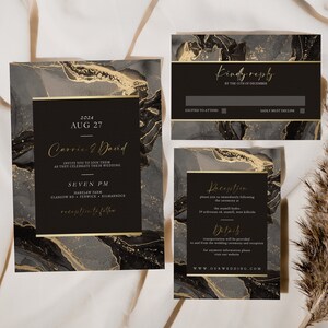 MARBLE LUXURY Wedding Invite Set Wedding Invitation Luxe RSVP and Details Printable Wedding Template Easy to Edit | Digital Download
