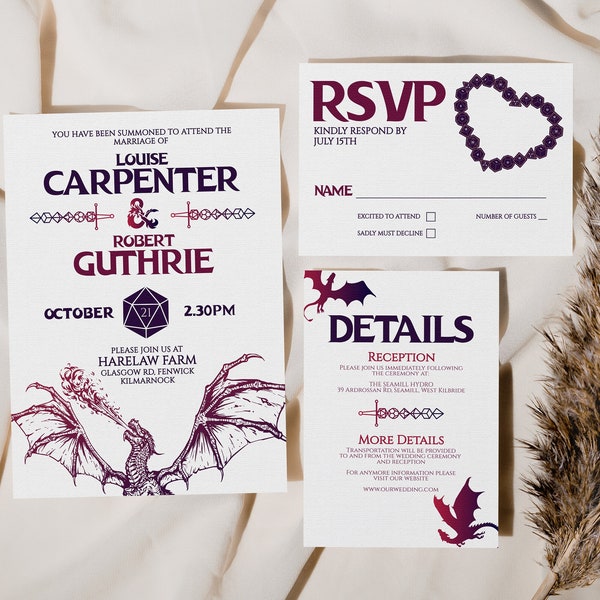 Wedding Invitations Dnd Etsy UK