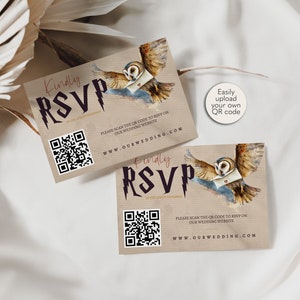 Magiskt QR-kodssvarskort OSA online digitalt OSA-kort Fantasy bröllopssvar Geek bröllopssvarskort Lätt att redigera digitalt nedladdning