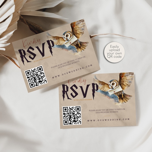 Magical QR Code Response Card RSVP Online Digital RSVP Card Fantasy Wedding Reply Geek Wedding Reply Card Easy to Edit Digital Download