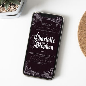 GOTHIC Wedding Invite Cyfrowe zaproszenie wieczorne Zaproszenie ślubne Romantyczny gotycki ślub Halloween Edytowalny szablon ślubu Cyfrowe pobieranie