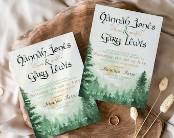 Geek Wedding Invitation Template, Nerdy Wedding Invite, Nature Wedding Template, Cottagecore Fantasy Wedding, Digital Download