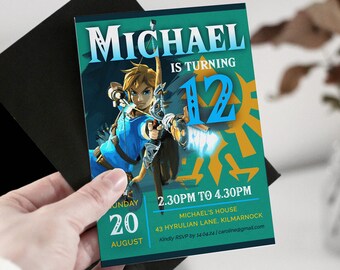 The Legend of Zelda Birthday Invitation Editable Template LOZ Birthday Invite Printable Digital Template Gamer Birthday Easy to Edit