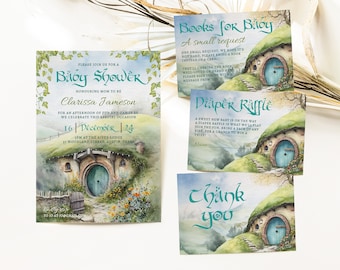 Geeky Baby Shower Invitation Template, Fantasy Invitation Printable, Nerdy Book Request Card, Diaper Raffle Template, Digital Download