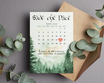 LOTR Wedding Save the Date Template Forest Nature Wedding Invitation Editable Template Elven Tolkien Wedding Digital Download