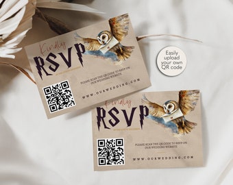 Magical QR Code Response Card RSVP Online Digital RSVP Card Fantasy Wedding Reply Geek Wedding Reply Card Easy to Edit Digital Download