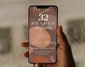 Shades of Melanin Birthday Invitation Digital, Chic Birthday Evite Template, Abstract Birthday Invitations, Digital Download, Templett