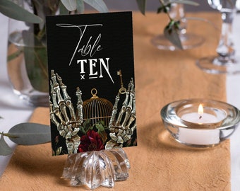 Gothic Wedding Table Numbers Editable Template Halloween Wedding Decor Table Sign Printable Custom Table Cards Digital Download Templett
