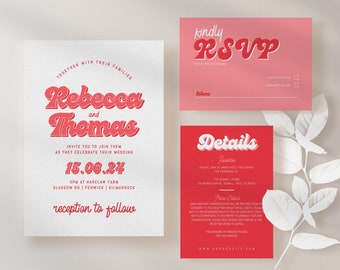 RETRO Wedding Invite Template Modern Wedding Editable RSVP Details Minimal Wedding Invite Suite Simple Editable Invite Digital Download