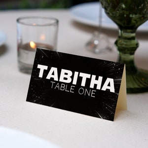 Tarjetas de nombre para boda de ciencia ficción, plantillas editables, tarjetas de lugar para bodas nerd, tarjetas de boda imprimibles con nombre, descarga digital