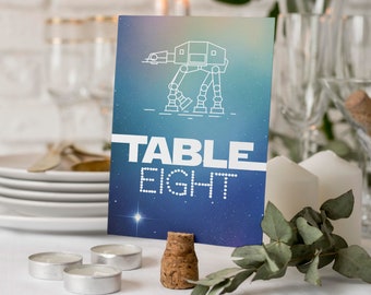 Sci Fi Wedding Table Cards Template, Nerdy Wedding Table Numbers, Wedding Printable Table Cards, Easy to Edit Digital Download, Templett