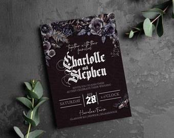 Halloween Wedding Invitation Template Elegant Goth Wedding Invite Set Editable Template Romantic Gothic Wedding Invite Spooky Death Moth