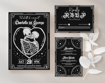 Halloween Wedding Invitation Template, Goth Wedding Invitation, Till Death Invitation, Wedding Editable Printable, Digital Download