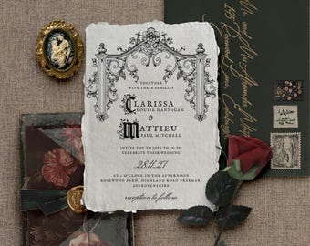 Elegant Goth Wedding Invitation Template, Editable Medieval Wedding Invite, Delicate Fantasy Wedding, Medieval Invitation, Digital Download