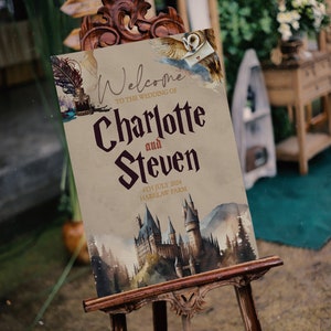 MAGICAL Welcome Sign Template | Fantasy Wizard Wedding Theme | Printable Welcome Wedding Sign | Easy to Edit | Digital Download