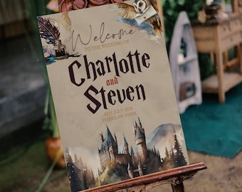 MAGICAL Welcome Sign Template | Fantasy Wizard Wedding Theme | Printable Welcome Wedding Sign | Easy to Edit | Digital Download