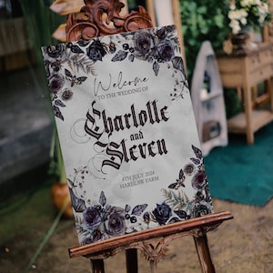 GOTHIC HALLOWEEN Welcome Sign Template | Vintage Floral Wedding | Printable Welcome Wedding Sign | Easy to Edit | Digital Download