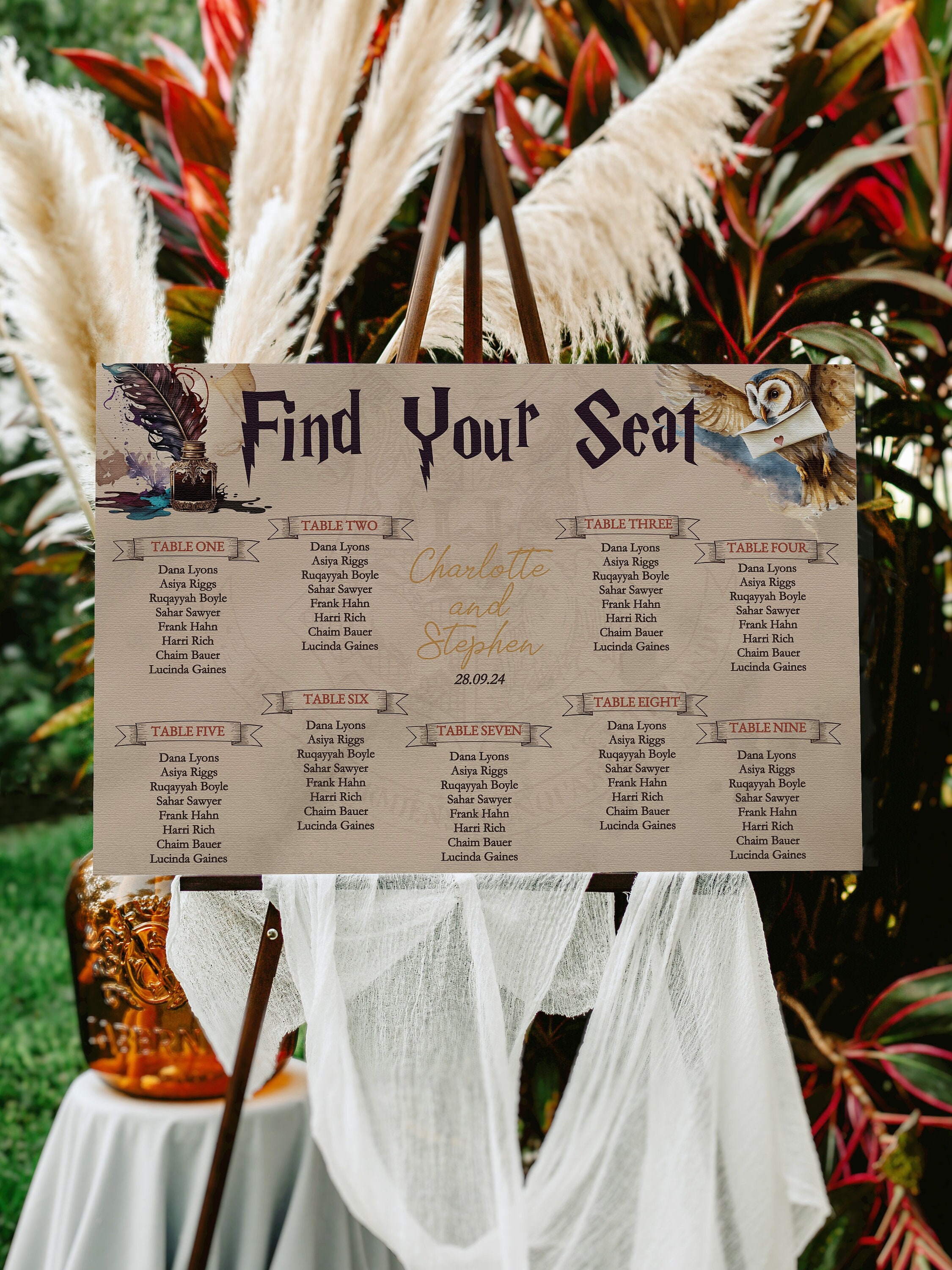 MAGICAL Wedding Seating Chart Template Fantasy Wizard Table Plan ...