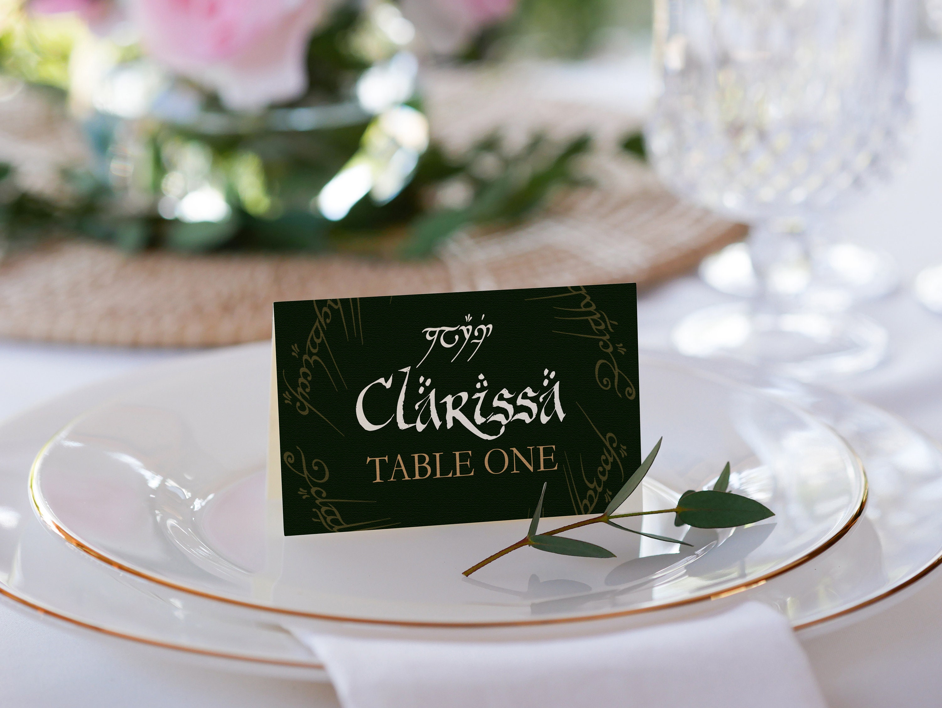 LOTR Wedding Name Cards Template Editable Nerdy Wedding Place Etsy