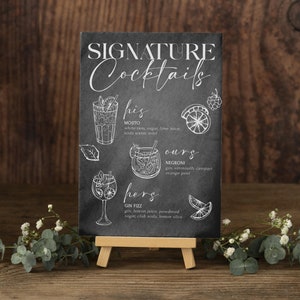 Kreidetafel Getränkekarte Hochzeit Signature Cocktails Vorlage Bearbeitbares Hochzeitsgetränkeschild Barmenü Druckbares Hochzeitsschild Digitaler Download
