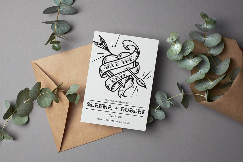 TRAD TATTOO Wedding Invitation Set and Save the Date, Alternative ...