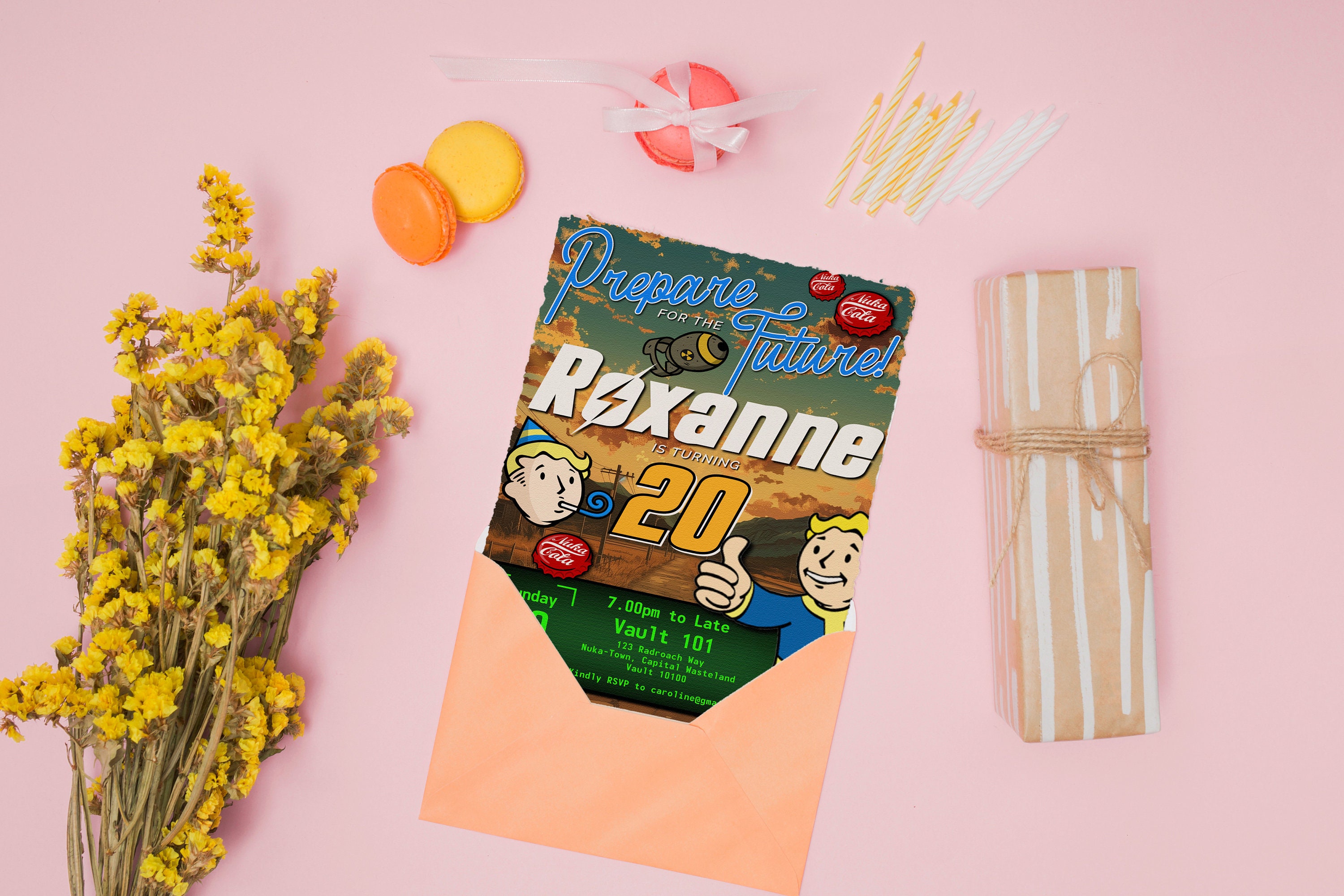 Fallout Invitation Template, Nerdy Birthday Invite Template, Video Game ...