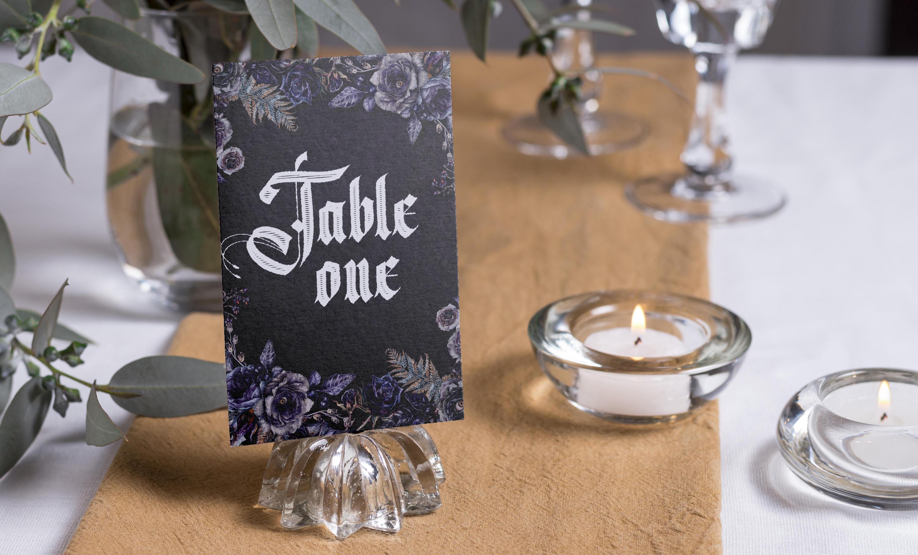 Gothic Wedding Table Card & Seating Plan Template: Dark Halloween Theme ...