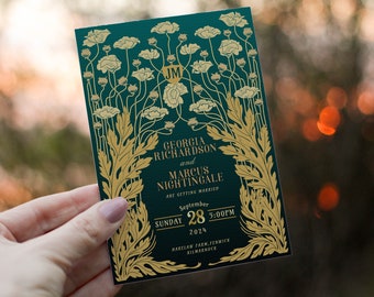 Art Nouveau Wedding Invitation, Floral Fantasy Wedding Invite Template, Editable Elven Wedding, Unique Vintage Wedding, Digital Download