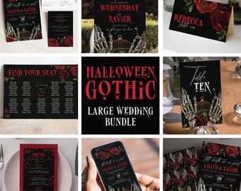 Gothic Wedding Template Bundle Large Editable Halloween Wedding Set Till Death Do Us Part Skeleton Wedding Suite Digital Download Templett
