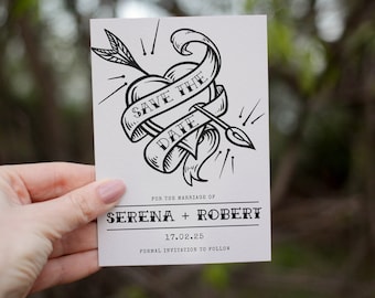 TATTOO Wedding Save the Date Alternative Halloween Wedding Invite Template Editable Alt Wedding Unique Traditional Tattoo Digital Download