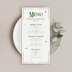 LOTR Hochzeitsmenü bearbeitbare Vorlage, druckbare Fantasy-Hochzeitsmenü, anpassbares Menü, Elfenhochzeit, digitaler Download, Templett
