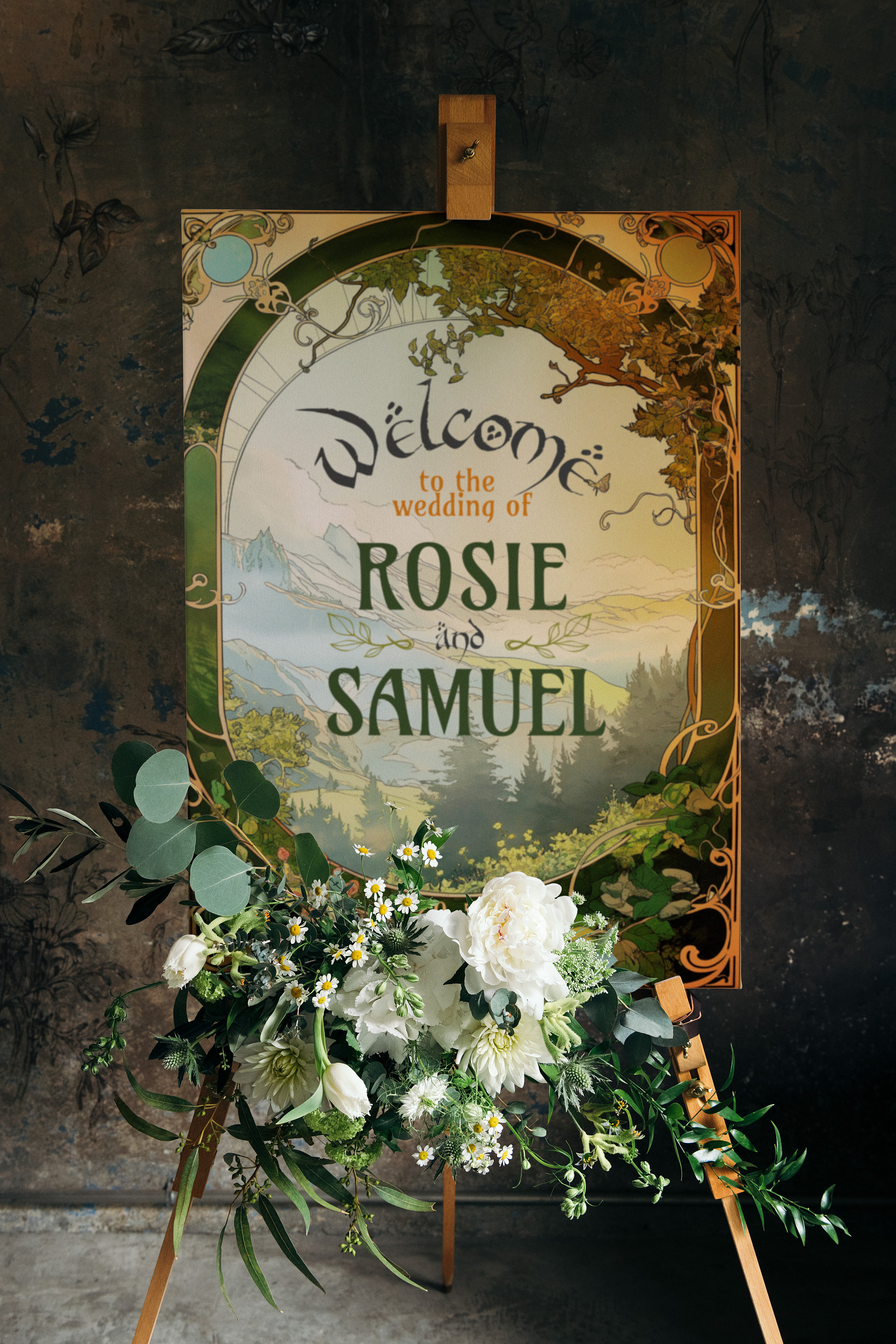 Mucha Wedding Welcome Sign Template, Editable Fantasy Wedding Sign ...