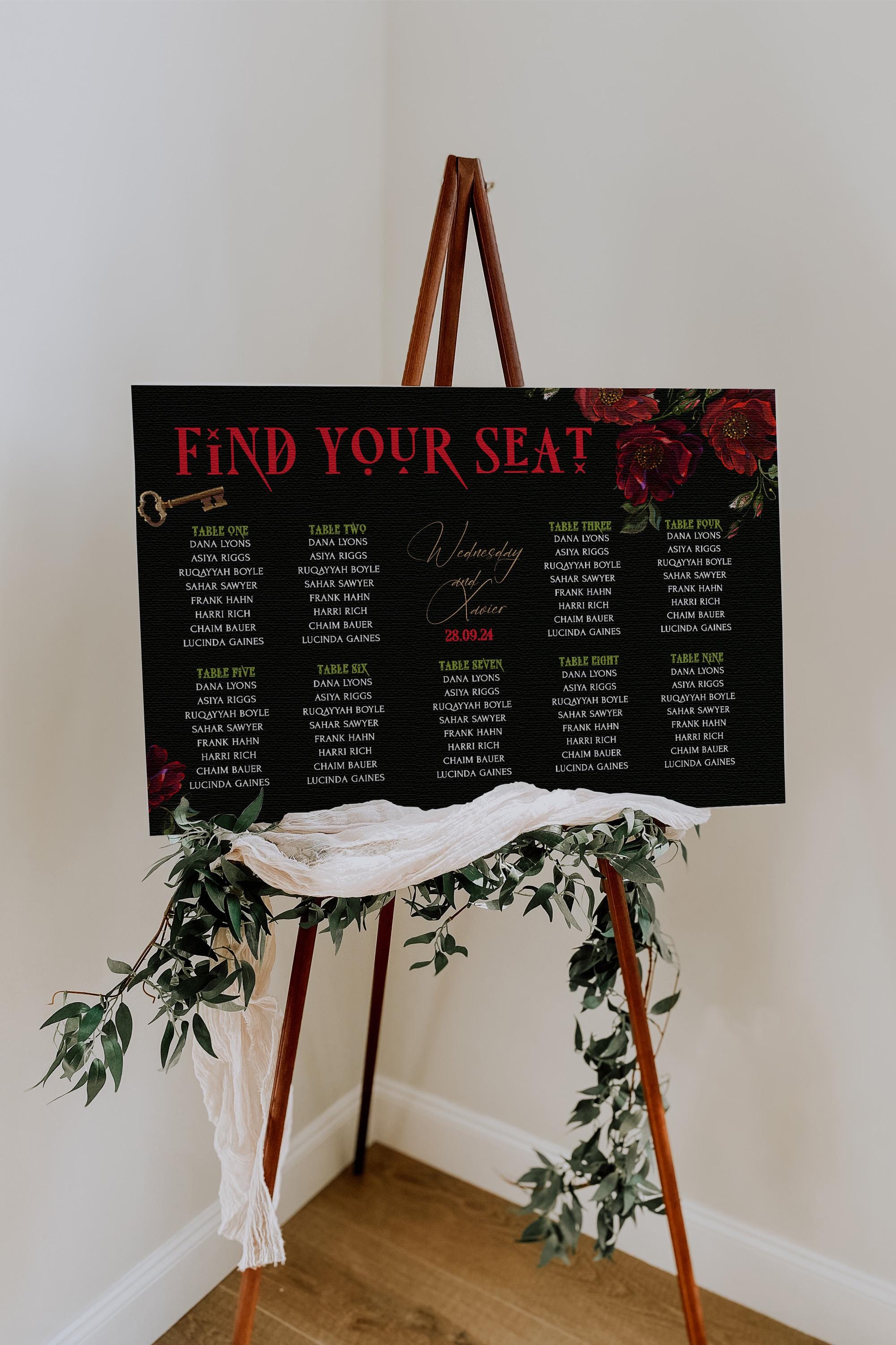 Gothic Halloween Wedding Table Card Bundle: Spooky Seating Plan ...