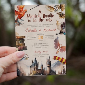 Magical Wizard Baby Shower Invitation Template, Magical Bundle Invitation Printable, Baby Shower Template, Print at Home Digital Download