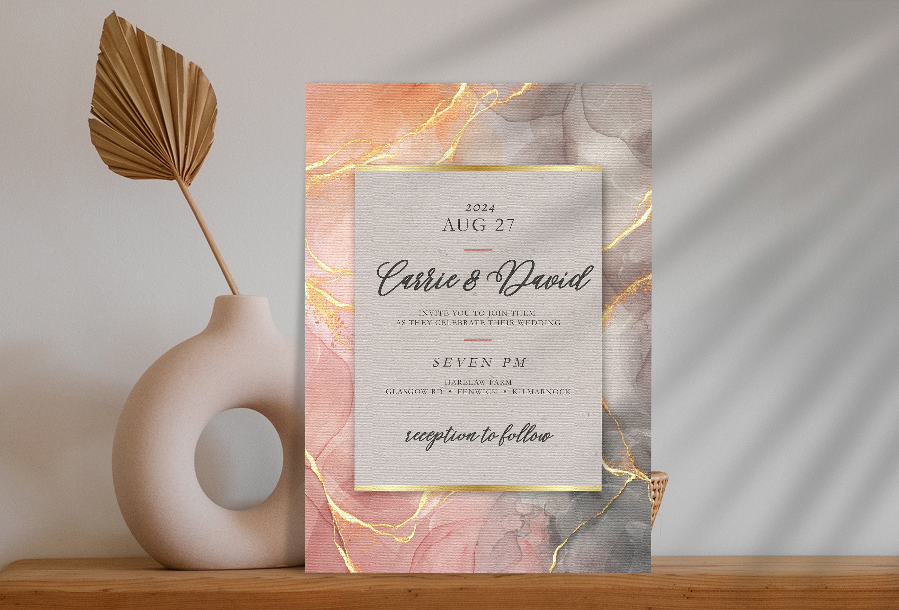 Marble Wedding Invitation Template