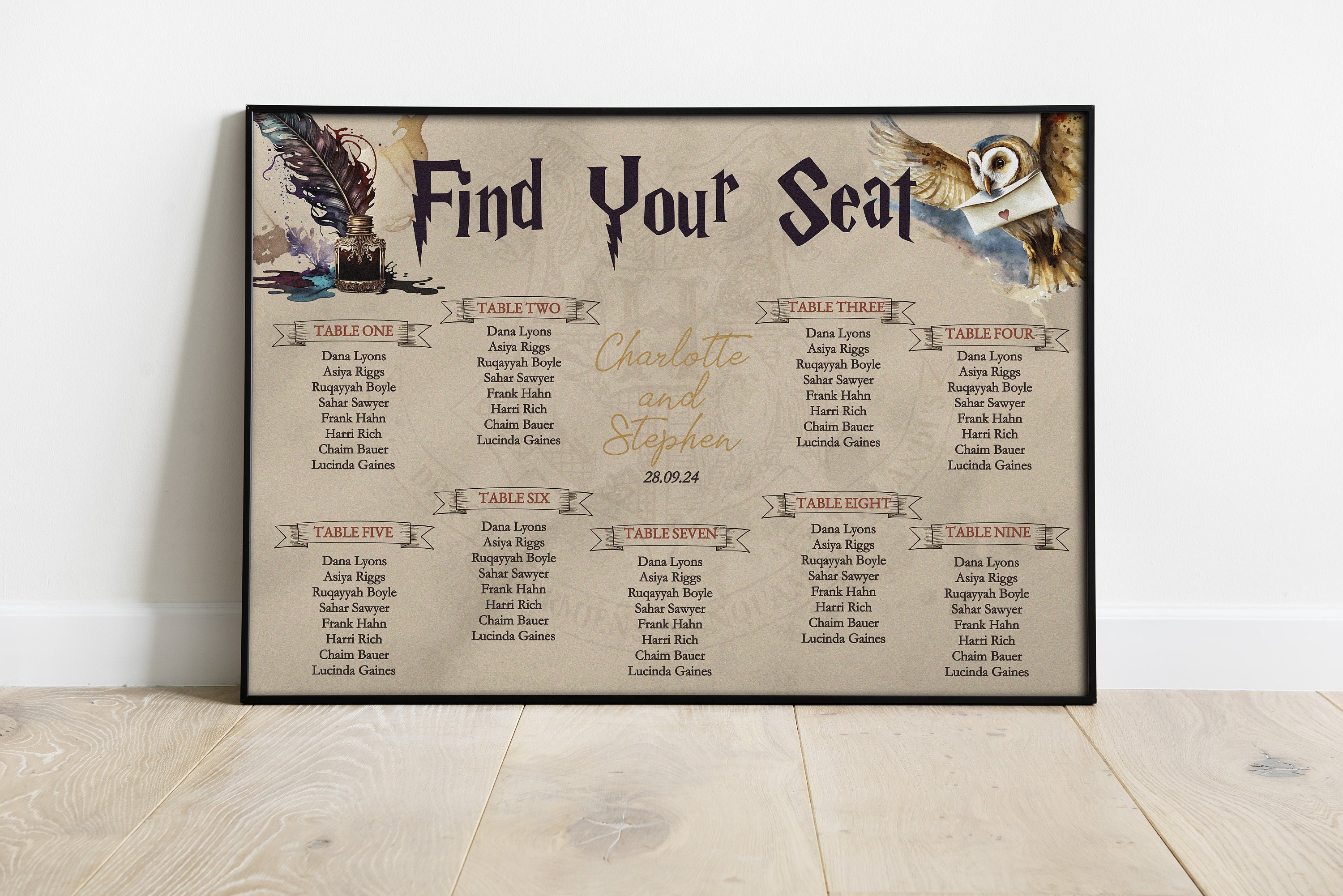 MAGICAL Wedding Seating Chart Template Fantasy Wizard Table Plan ...