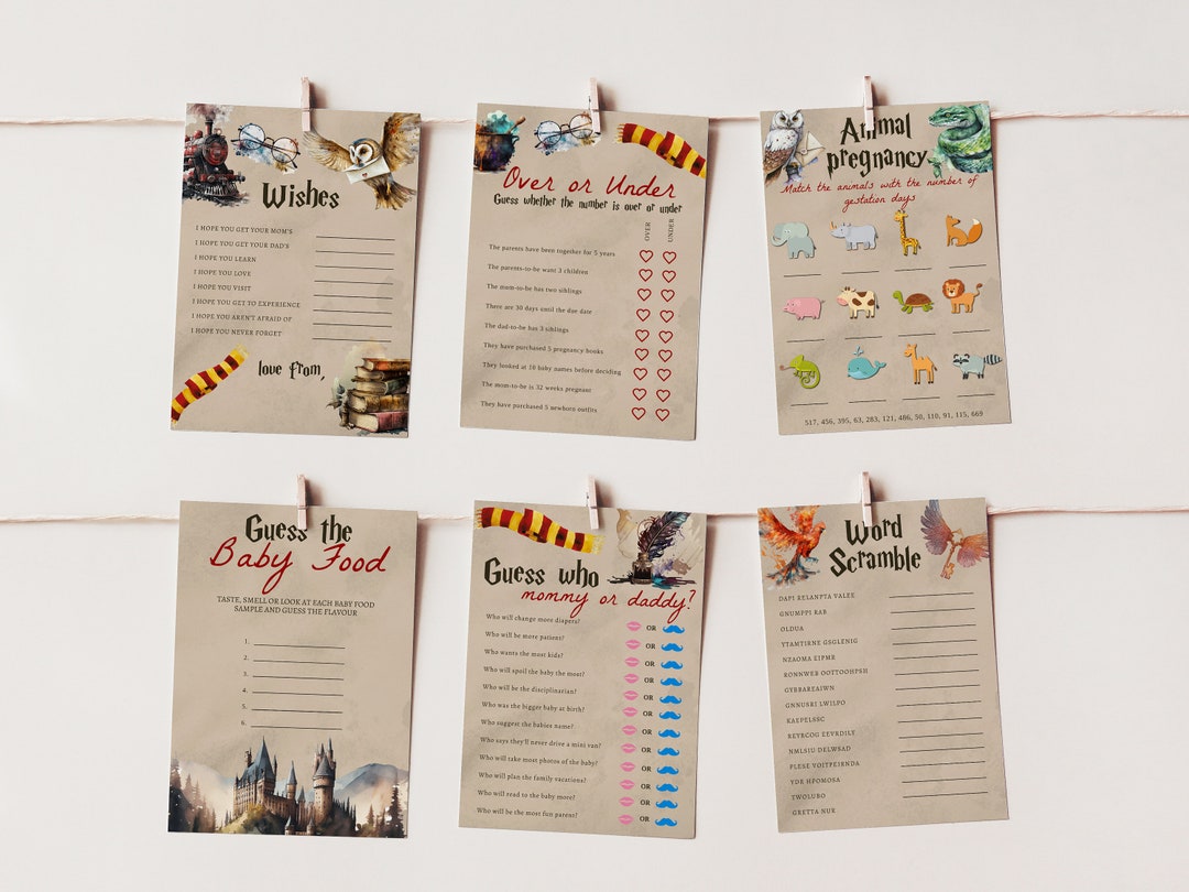 Magical Baby Shower Games Bundle, Wizard Baby Shower Printable Games ...