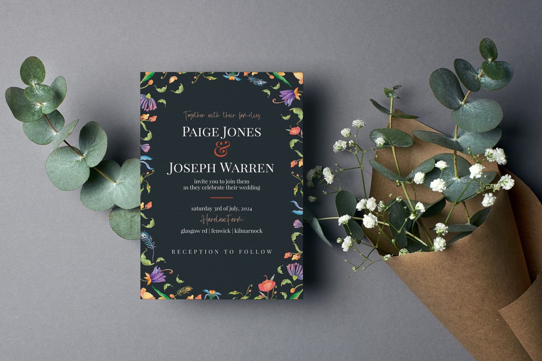 Spring Wedding Invitation Template Whimsical Wedding Editable Garden ...