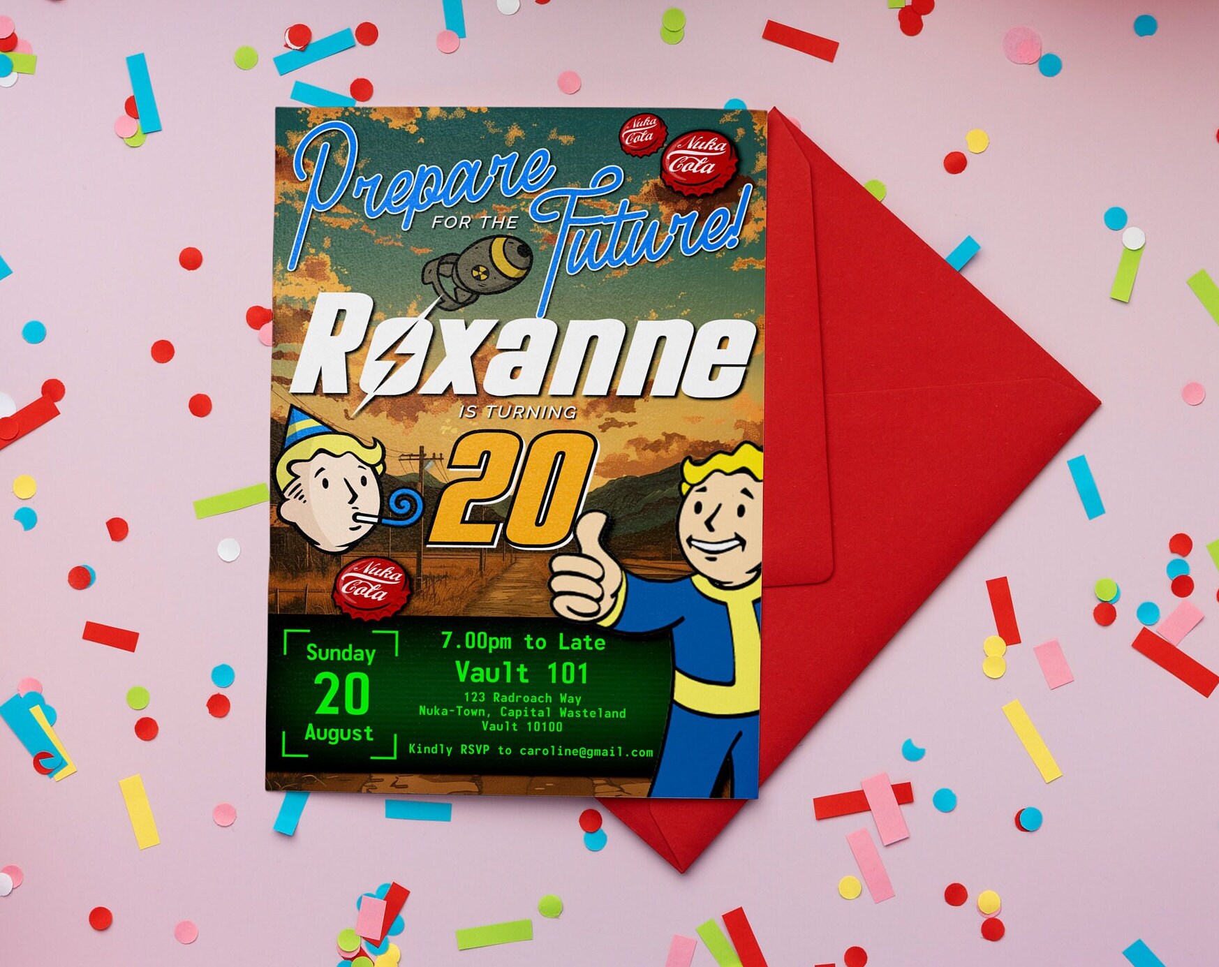 Fallout Invitation Template, Nerdy Birthday Invite Template, Video Game ...