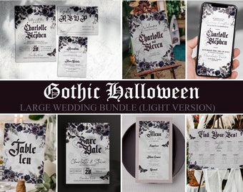 HALLOWEEN Wedding Bundle Gothic Vintage Wedding Floral Mega Wedding Bundle Romantic Vampire Wedding Editable Templates Digital Download