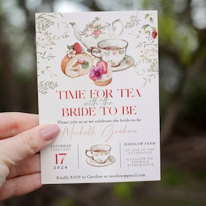 Tea Party Bridal Shower Invitation Editable Template, Bridal Shower Tea Party Invitation ...