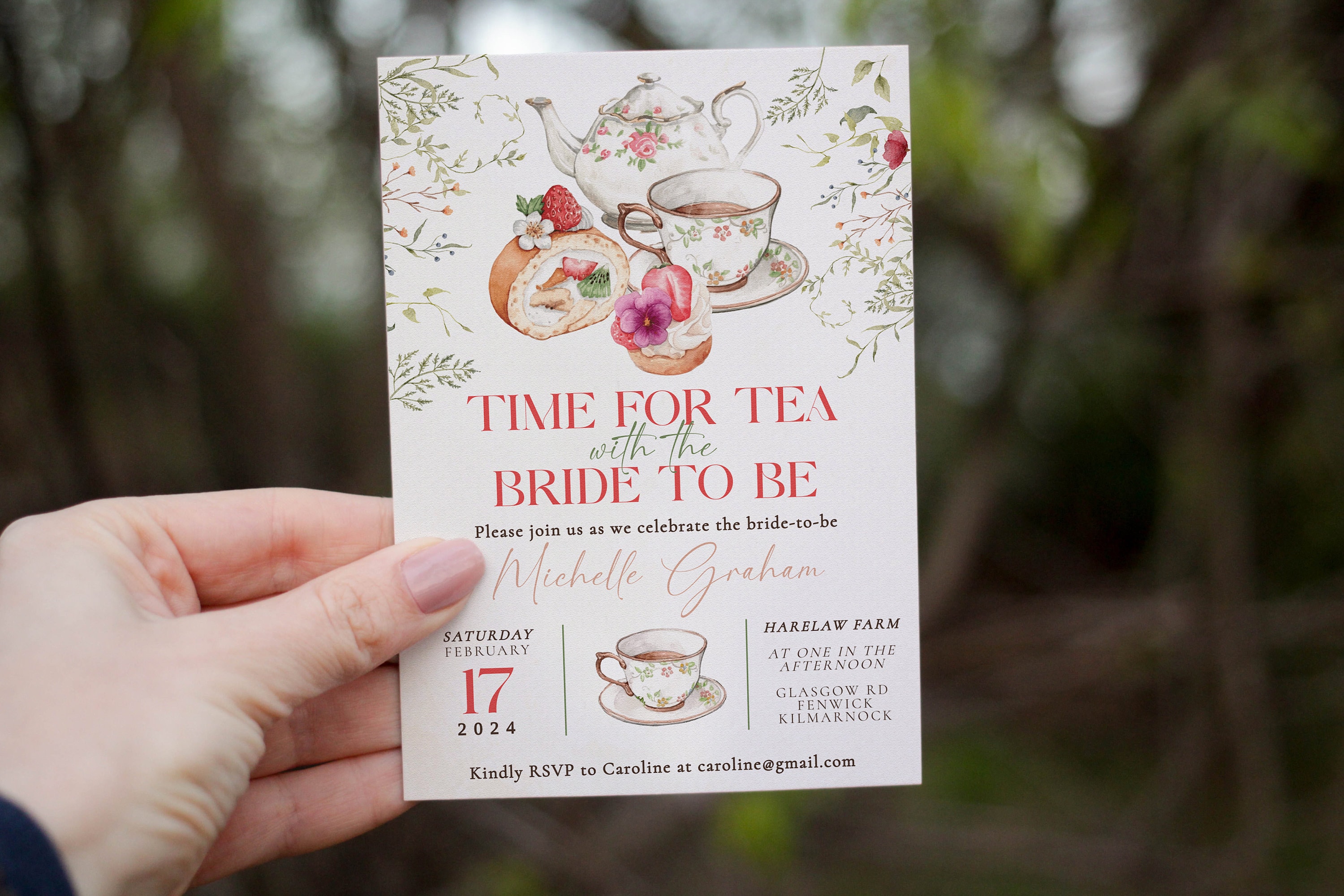 Tea Party Bridal Shower Invitation Editable Template, Bridal Shower Tea Party Invitation Printable, DIY Wedding Shower, Digital Download